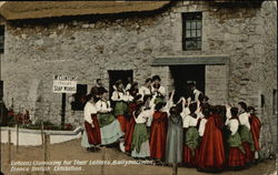 Colleens Clamouring for Their Letters, Ballymaclinton, France British Exhibition Postcard