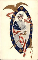 Woman in Civil War Uniform Postcard Postcard