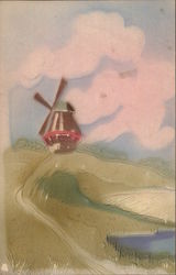 Windmill - Hand Painted Postcard