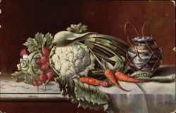 Vegetables on Table with Urn Postcard