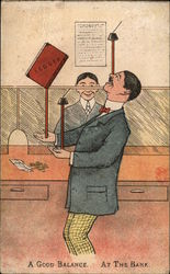 Banker "A godd balance at the bank" Postcard