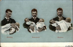 Man with Progression of Babies Postcard