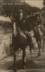Benito Mussolini Rides A Horse Postcard