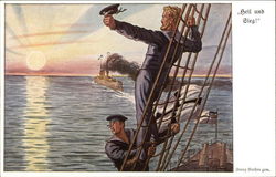 "Safe and Victorious" - Sailors on Vessel Postcard