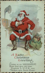 A Radio Christmas Greeting with Santa Postcard