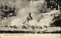 Byragy (Bairagi) Praying Sun Around Fire Postcard