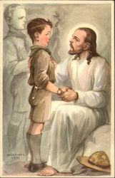 Jesus talking to a Child in Uniform Postcard