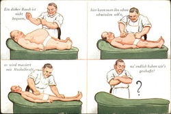 Fat Man Getting Massaged into a Skinny Man Postcard