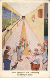 Dem Kegelbruder zum Geburtstag ein kraftiges Hoch! Postcard