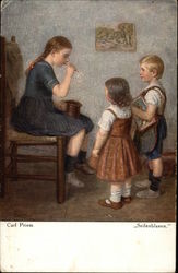 Children Blowing Bubbles Postcard