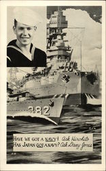 Sailor and Naval Ship 382 Postcard