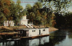 Houseboat on Blue River near 15th Street - Kansas City, Missouri Postcard