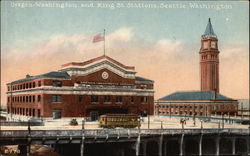 Oregon-Washington and King Street Stations - Seattle, Washington Postcard