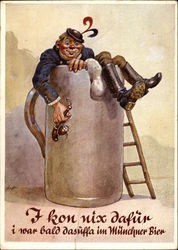 Man in Beer Stein Munich, Bavaria Germany Postcard Postcard