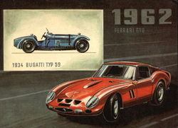 1934 Bugatti TYP 59 and 1962 Ferrari GTO Postcard