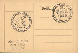 Austrian Postal Card April 10, 1938 Interesting Cancels Postcard Postcard