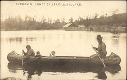 Indian in Canoe on Vermillion Lake Minnesota Postcard Postcard