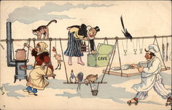 Surreal - People on Clothesline Postcard