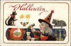 Witch Mixing Potion Postcard