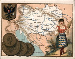 Map of Hungary and Surrounding Countries Maps Trade Card Trade Card Trade Card