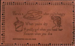 Here's a Turkey When you're Hungry, Champagne When you're Dry A Pretty Girl When you Need Her Postcard