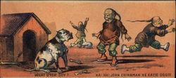 Two Mean Dogs and 3 Chinese Men Trade Card