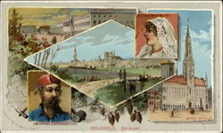 Brussels,Belgium- King's Palace, Country Girl, Hotel de Ville, Iron Founder Trade Cards Trade Card Trade Card Trade Card