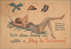 A Woman in Lingerie Day Dreaming Trade Card