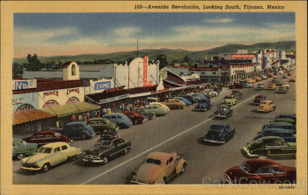 Bird's Eye View of Avenida Revolucion, Looking South Tijuana Mexico