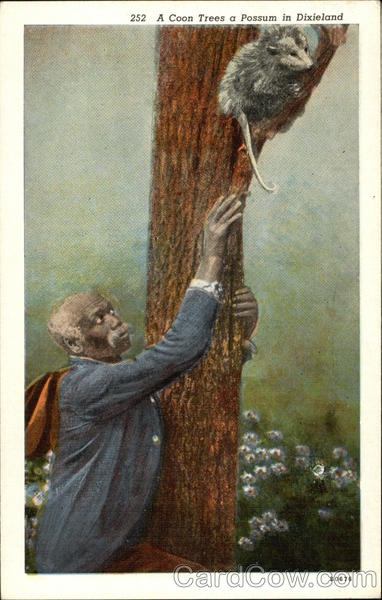 A Coon Trees A Possum in Dixieland Black Americana