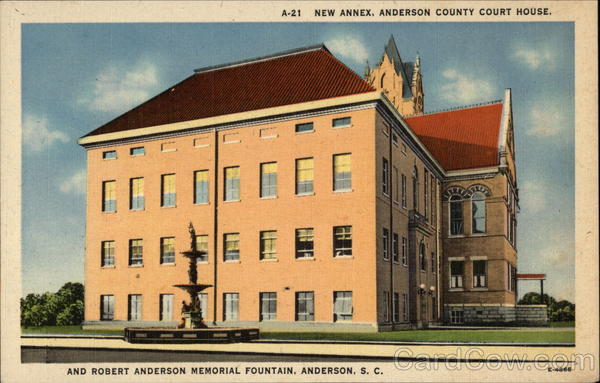 Anderson County Court House and Robert Anderson Memorial Fountain South Carolina