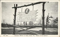 Entrance Marker - Home of The Seabees, Camp Peary Williamsburg, VA Navy Postcard Postcard