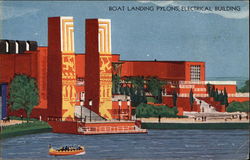 Boat Landing Pylons, Electrical Building Postcard