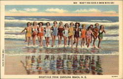 Won't You Have a Swim with US?" - Greetings from Carolina Beach Postcard