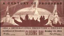 Closing Day - Certificate of Attendance October 31, 1934 Postcard