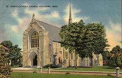 St. John's Catholic Church Attleboro, MA Postcard Postcard