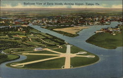 Bird's-eye View of Davis Islands, Showing Airport Postcard