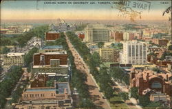 Aerial View looking North on University Avenue Toronto, ON Canada Ontario Postcard Postcard