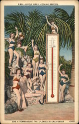 Lovely Girls, Cooling Breezes Give a Temperature that Pleases in California Postcard