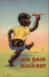 Air Raid and Blackout Black Americana Postcard Postcard