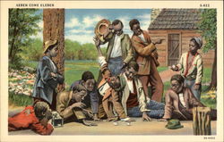 "Seben Come Eleben" - Group of Black Boys Rolling Dice Postcard