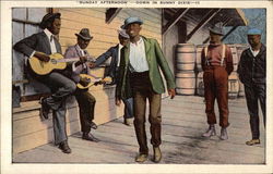 "Sunday Afternoon" - Down in Sunny Dixie Black Americana Postcard Postcard