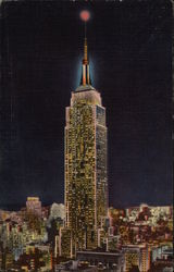 The Empire State Building & Television Tower at Night New York, NY Postcard Postcard