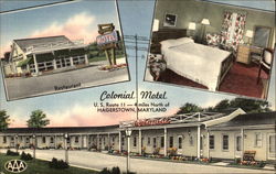 Colonial Motel and Restaurant Hagerstown, MD Postcard Postcard
