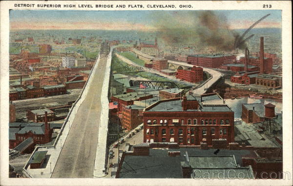 Bird's Eye View of Detroit Superior High Level Bridge and Flats Cleveland Ohio