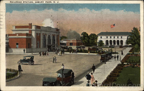 Bird's Eye View of Railroad Station Asbury Park New Jersey