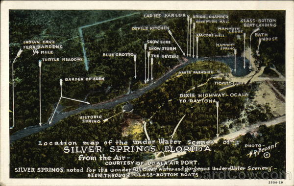 Location map of the under water scenes Silver Springs Florida