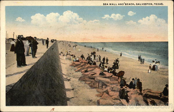 Sea Wall and Beach View Galveston Texas
