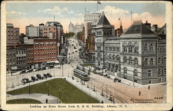 Bird's Eye View looking up State Street from D & H Building Albany New York