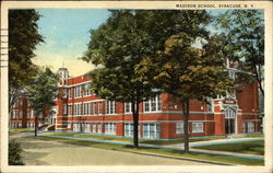 Street View of Madison School Postcard